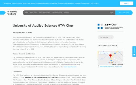 Jobs at University of Applied Sciences HTW Chur - Academic ...