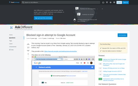 Blocked sign-in attempt to Google Account - Ask Different