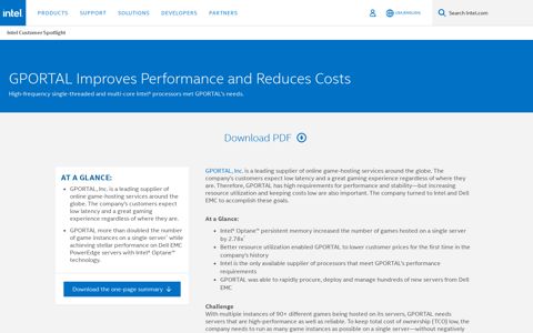 GPORTAL Improves Performance and Reduces Costs - Intel