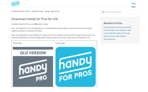 Download Handy for Pros for iOS – Professional Help Center