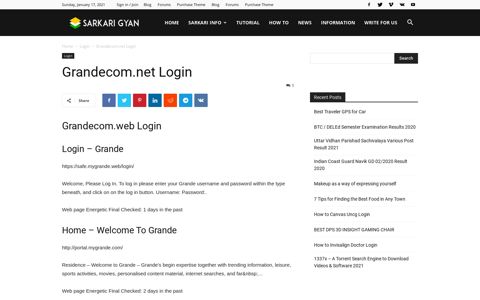 Grandecom.net Login - Update 2020 - SARKARI GYAN