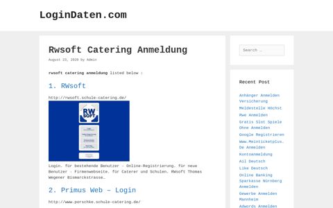 Rwsoft Catering - Rwsoft - LoginDaten.com