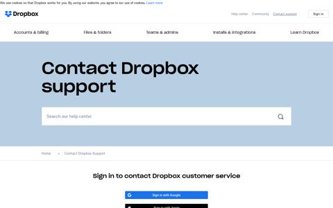 Contact Dropbox support - Dropbox
