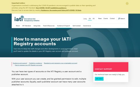 How to manage your IATI Registry accounts - iatistandard.org