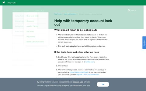 Help with temporary account lock out - Twitter Help Center