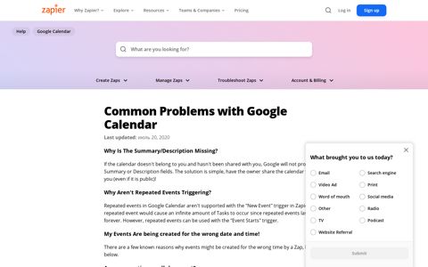 Common Problems with Google Calendar - Zapier