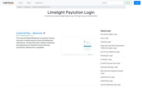 Limelight Paylution - LimeLife Pay - Welcome - LoginFacts