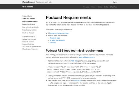 Podcast Requirements - Podcaster Support - Apple