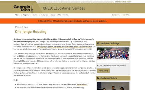 Challenge Housing | OMED | Georgia Institute of Technology ...