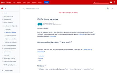 EHB-Users Netwerk - EHB IT helpsite