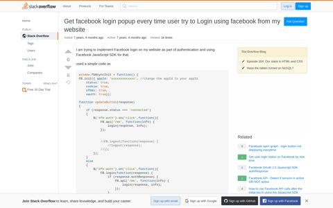 Get facebook login popup every time user try to Login using ...