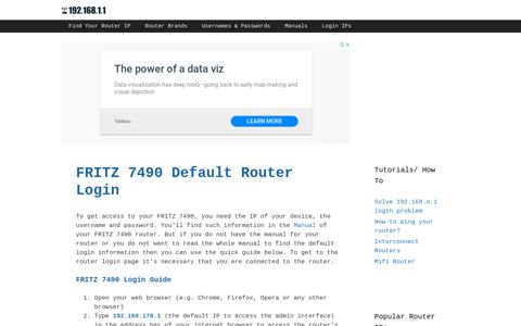FRITZ 7490 - Default login IP, default username & password