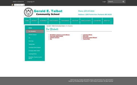 For Students - Gerald E. Talbot Community School