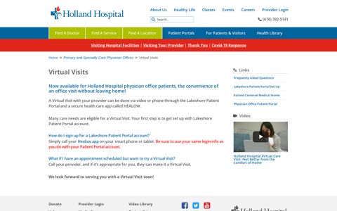 Virtual Visits | Holland Hospital