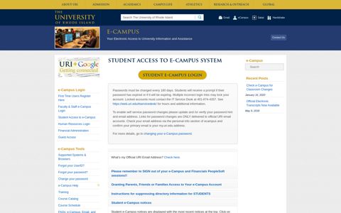 Student Access to e-Campus System