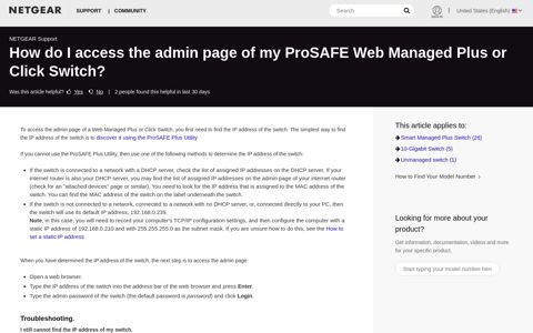 How do I access the admin page of my ProSAFE Web ...