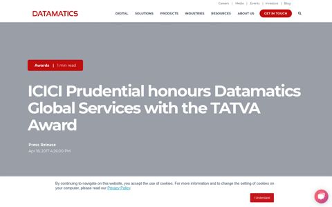 ICICI Prudential honours Datamatics Global Services with the ...