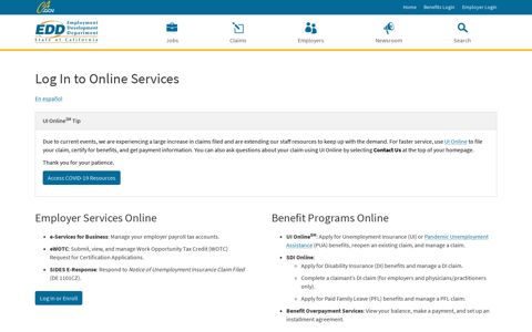 Log In to Online Services - EDd - CA.gov