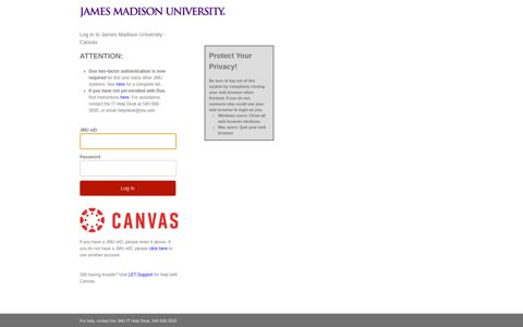 Web Login Service - James Madison University