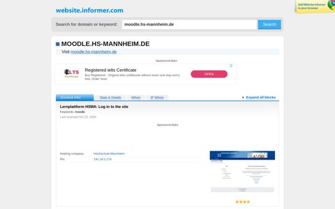 moodle.hs-mannheim.de at WI. Lernplattform HSMA: Log in to ...