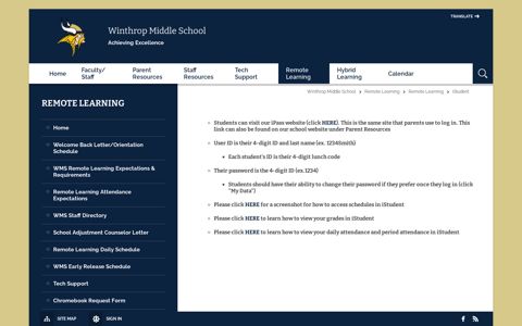 Remote Learning / iStudent - Winthrop
