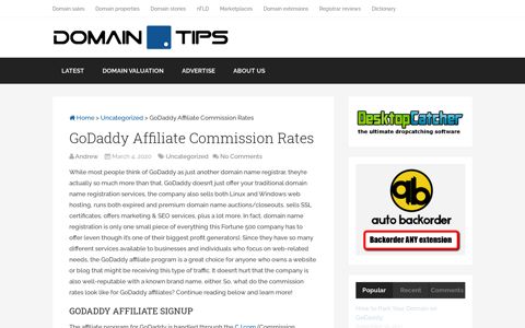 GoDaddy Affiliate Commission Rates – Domain Tips