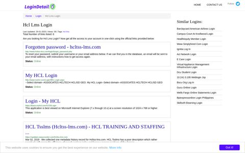 Hcl Lms Login Forgotten password - hcltss-lms.com - http ...