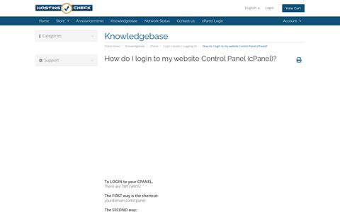 How do I login to my website Control Panel (cPanel ...