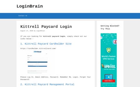 Kittrell Paycard - Kittrell Paycard Cardholder Site - LoginBrain