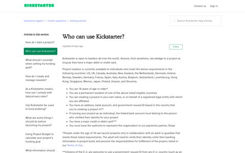 Who can use Kickstarter? – Kickstarter Support