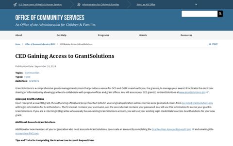 CED Gaining Access to GrantSolutions | Office of Community ...
