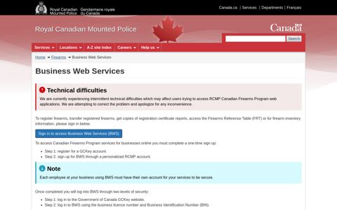 Business Web Services | Royal Canadian Mounted Police