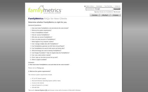 Social Services Software | FAQs - FamilyMetrics