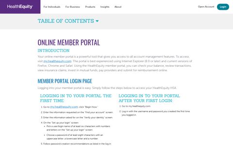 Online Member Portal - Health Equity