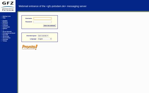 Webmail entrance of the <gfz-potsdam.de> messaging server