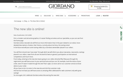 The new site is online! - Giordano Wines