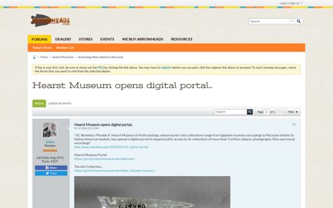 Hearst Museum opens digital portal.. - ArrowHeads.com