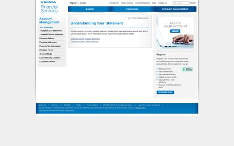 Honda Online Account Management - Honda Financial Services