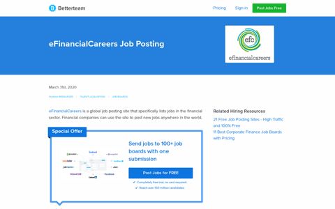 eFinancialCareers Job Posting - How to Post, Pricing, FAQs