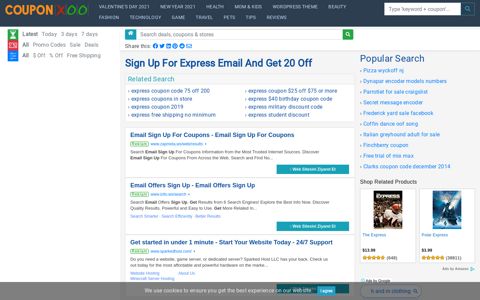 Sign Up For Express Email And Get 20 Off - 09/2020 - Couponxoo.com