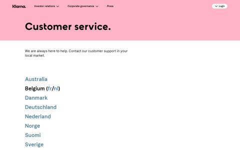 Customer service | Klarna International