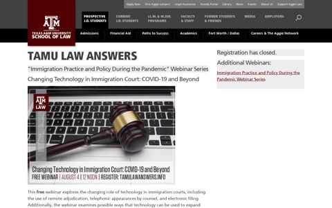 Immigration Court Technology Webinar - Texas A&M University