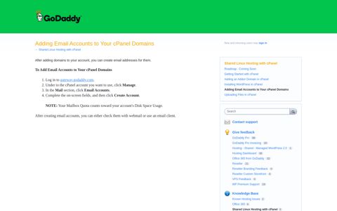 Adding Email Accounts to Your cPanel Domains – Go Daddy's ...