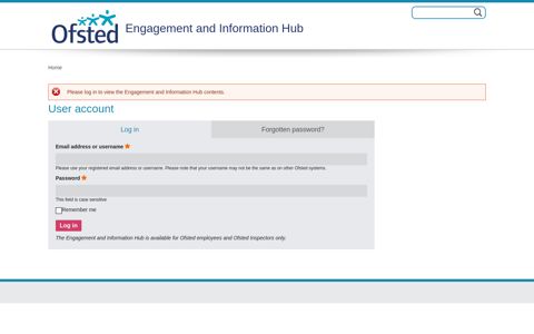 Ofsted - Engagement and Information Hub: User account