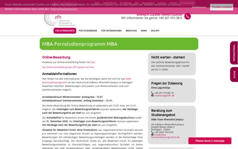 MBA-Fernstudienprogramm MBA - ZFH.de