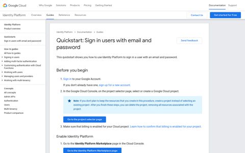 Quickstart: Sign in users with email and password - Google ...