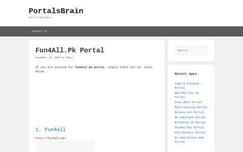 Fun4All.Pk Portal - PortalsBrain - Portal Database