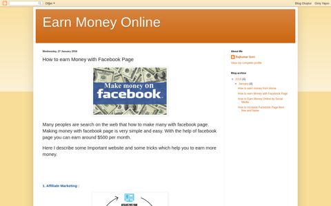 How to earn Money with Facebook Page - Earn Money Online