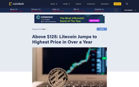 Above $125: Litecoin Jumps to Highest Price in Over a Year ...