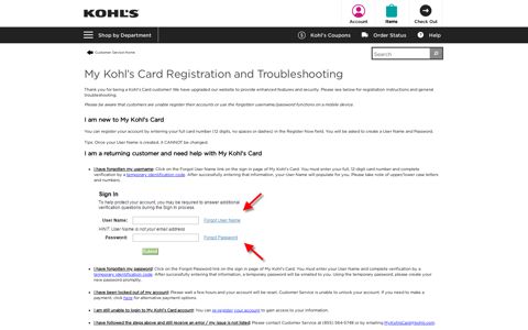 My Kohl's Card Registration and Troubleshooting
